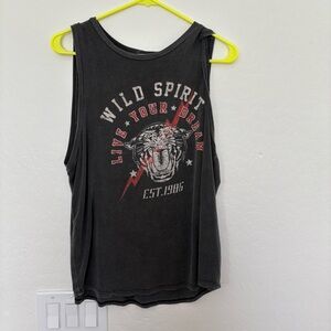 Wild Spirit Black Graphic Muscle Tee